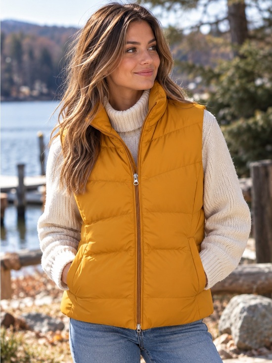 Lands' End Jackets & Blazers - Lands' End Women's Down Puffer Vest Yellow Petite Large NWT